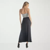 24seven Comfort Apparel Womens Mid Rise Stretch Fabric Maxi Skirt