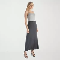 24seven Comfort Apparel Womens Mid Rise Stretch Fabric Maxi Skirt