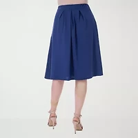 24seven Comfort Apparel Womens Stretch Fabric Mid Rise Pleated Skirt