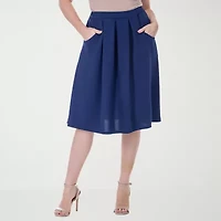 24seven Comfort Apparel Womens Stretch Fabric Mid Rise Pleated Skirt