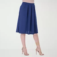 24seven Comfort Apparel Womens Stretch Fabric Mid Rise Pleated Skirt