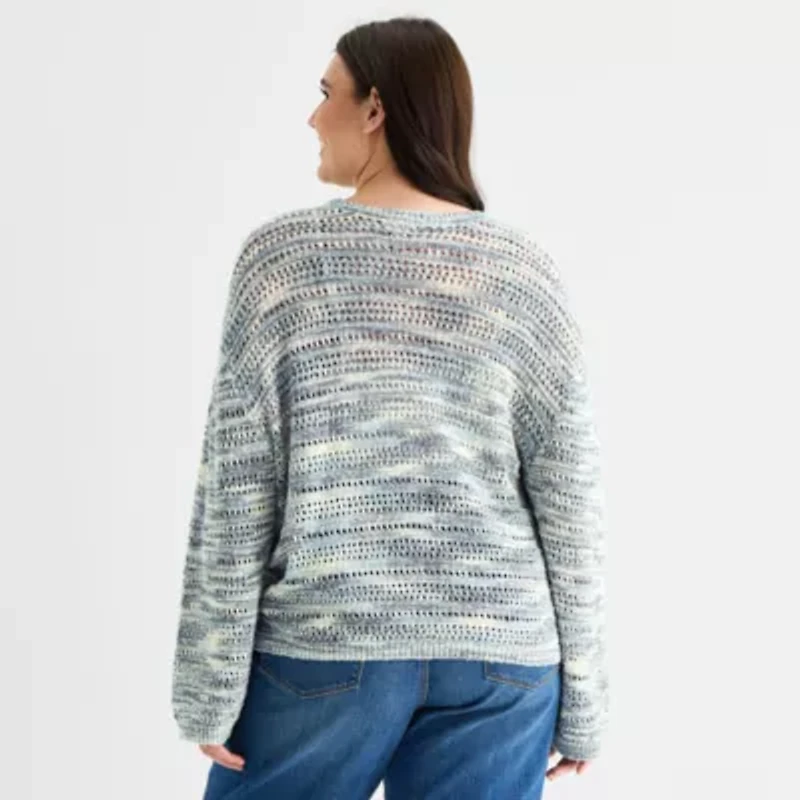 a.n.a Plus Womens Crew Neck Long Sleeve Pullover Sweater