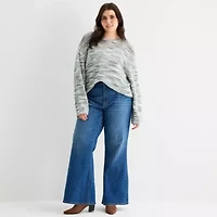 a.n.a Plus Womens Crew Neck Long Sleeve Pullover Sweater