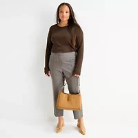 Worthington Womens Plus Crew Neck Long Sleeve Blouse