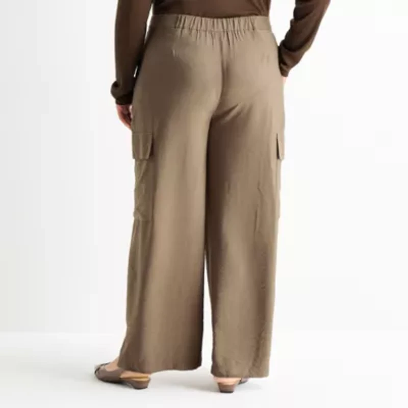 Worthington Womens Plus High Rise Cargo Pant