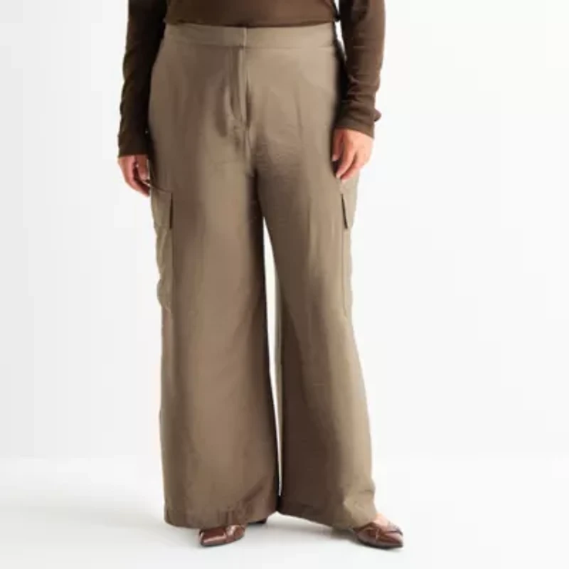 Worthington Womens Plus High Rise Cargo Pant