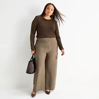 Worthington Womens Plus High Rise Cargo Pant