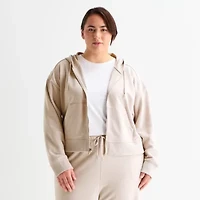 Xersion Womens Plus Long Sleeve Zipper Active Hoodie