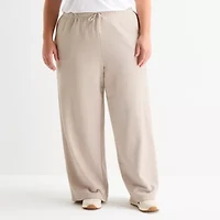 Xersion Womens Plus Wide Leg Mid Rise Active Pull-On Pant