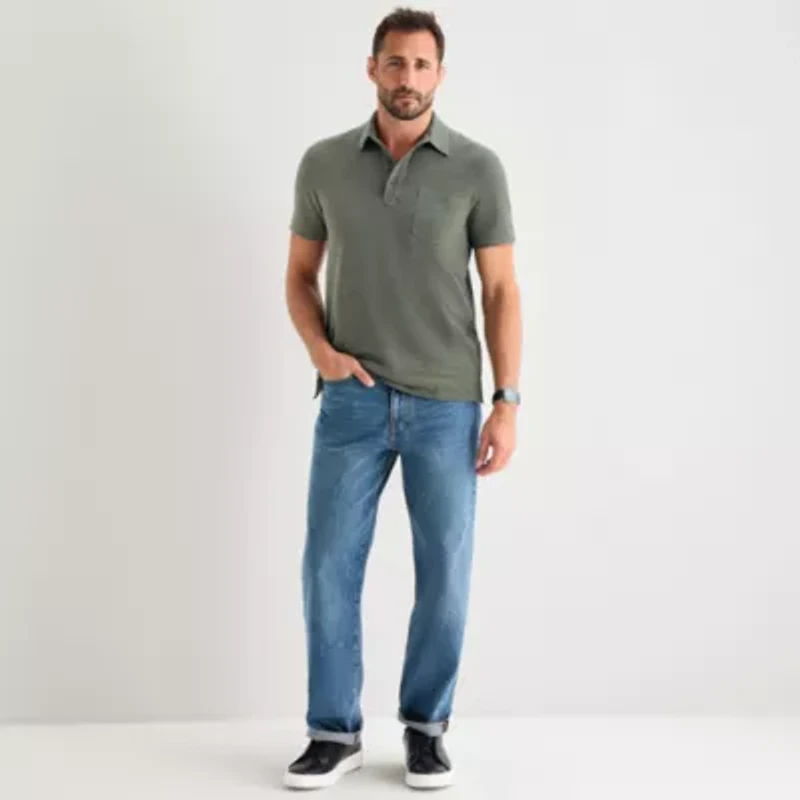 mutual weave Mens Regular Fit Short Sleeve Polo Shirt