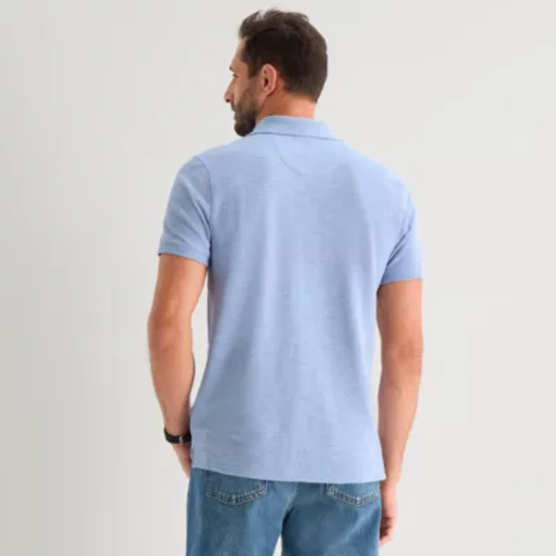 mutual weave Mens Regular Fit Elbow Sleeve Polo Shirt