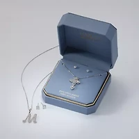 HADLEY & ROW Womens Cubic Zirconia Pure Silver Over Brass Cross 2-pc. Jewelry Set