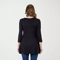 24seven Comfort Apparel Womens V Neck 3/4 Sleeve Tunic Top