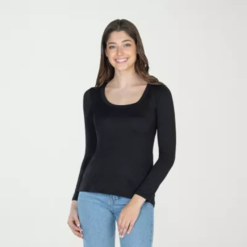 24seven Comfort Apparel Womens Scoop Neck Long Sleeve T-Shirt
