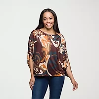 24seven Comfort Apparel Womens Boat Neck Long Sleeve Blouse