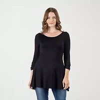 24seven Comfort Apparel Womens Boat Neck 3/4 Sleeve Tunic Top