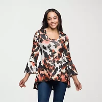 24seven Comfort Apparel Womens Scoop Neck Long Sleeve Tunic Top