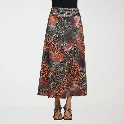 24seven Comfort Apparel Womens Mid Rise Stretch Fabric Pencil Skirt