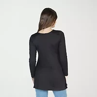 24seven Comfort Apparel Womens Henley Neck Long Sleeve Tunic Top