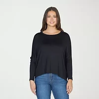 24seven Comfort Apparel Womens Round Neck Long Sleeve Blouse