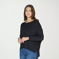 24seven Comfort Apparel Womens Round Neck Long Sleeve Blouse