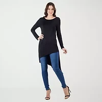 24seven Comfort Apparel Womens Round Neck Long Sleeve Tunic Top