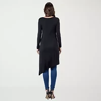24seven Comfort Apparel Womens Round Neck Long Sleeve Tunic Top
