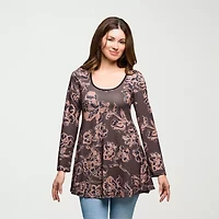 24seven Comfort Apparel Womens Scoop Neck Long Sleeve Tunic Top