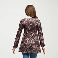 24seven Comfort Apparel Womens Scoop Neck Long Sleeve Tunic Top