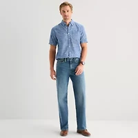 St. John's Bay Stretch Poplin Mens Short Sleeve Classic Fit Button-Down Shirt