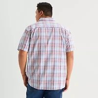 St. John's Bay Slub Mens Short Sleeve Classic Fit Big and Tall Button-Down Shirt
