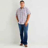 St. John's Bay Slub Mens Short Sleeve Classic Fit Big and Tall Button-Down Shirt