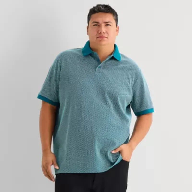 Shaquille O'Neal XLG Geo Weave Big and Tall Mens Regular Fit Short Sleeve Polo Shirt