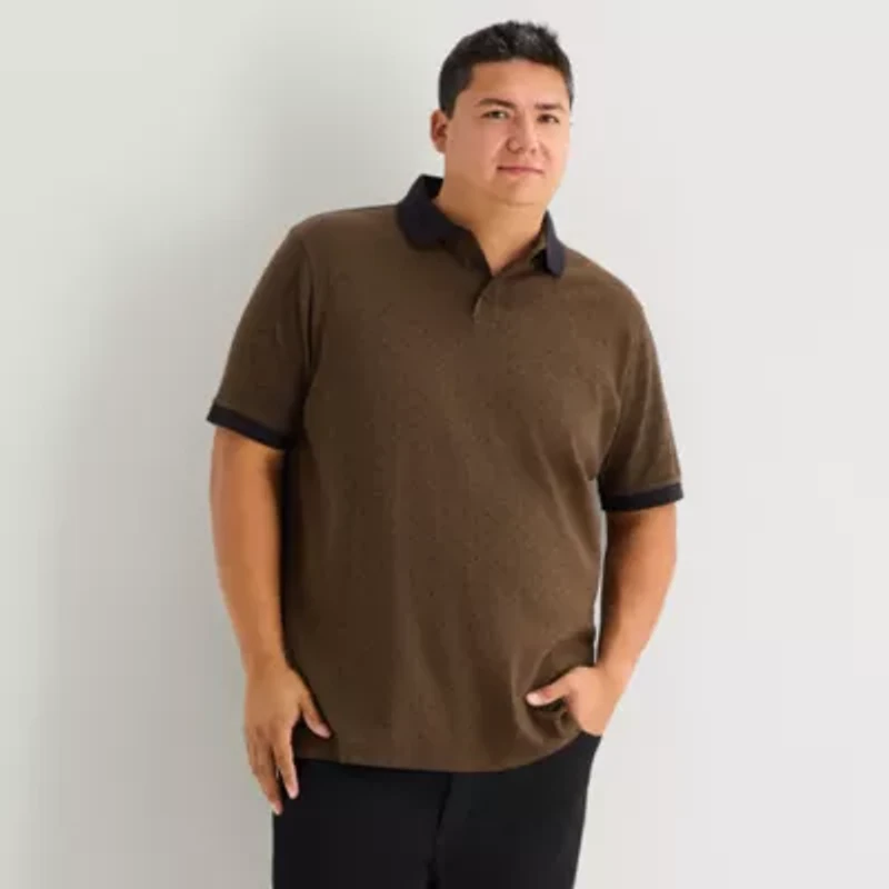 Shaquille O'Neal XLG Basket Weave Big and Tall Mens Regular Fit Polo Shirt