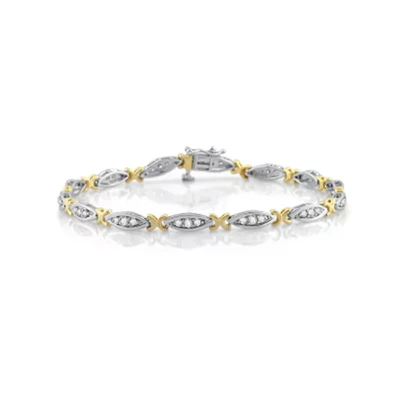 7 1/2 Inch 1 CT.T.W. Natural Diamond 10K Gold Link Bracelet