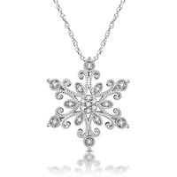 Diamond Blossom Womens 1/10 CT. T.W. Natural White Diamond Sterling Silver Snowflake 18 Inch Pendant Necklace