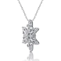Diamond Blossom Womens 1/10 CT. T.W. Natural White Diamond Sterling Silver Snowflake 18 Inch Pendant Necklace
