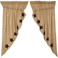 Vhc Brands Natural ﻿Burlap Stencil Stars Light-Filtering Single Curtain Panel