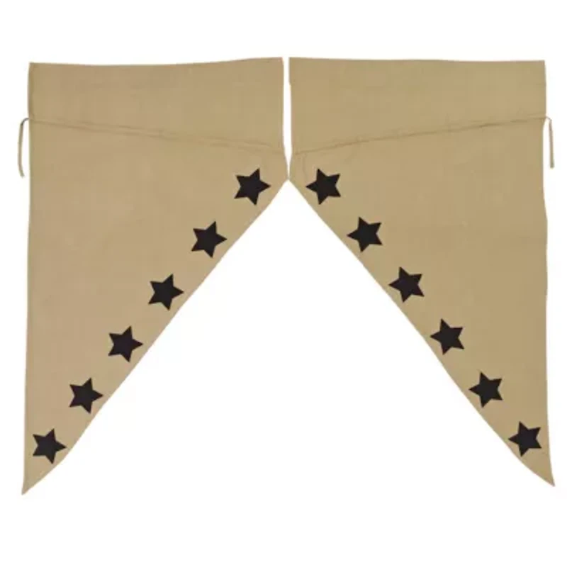Vhc Brands Natural ﻿Burlap Stencil Stars Light-Filtering Single Curtain Panel