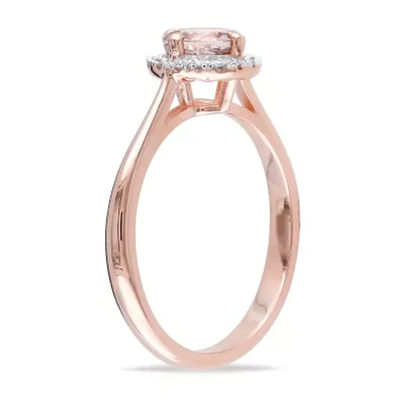 Womens 1/10 CT. T.W. Genuine Pink Morganite 18K Rose Gold Over Silver Cocktail Ring