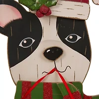 Glitzhome Wooden Christmas Dog Christmas Figurine