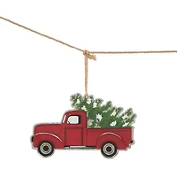 Glitzhome Metal Red Truck Indoor Garland