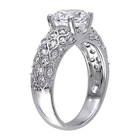 Modern Bride Gemstone Womens Lab Created White Sapphire 10K Gold Round Engagement Ring