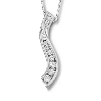 Journey Womens 1/4 CT. T.W. Natural White Diamond Sterling Silver 18 Inch Pendant Necklace