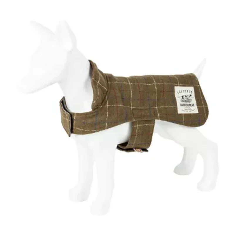 Touchdog ® 2-In-1 Windowpane Plaided Dog Jacket With Matching Reversible Dog Mat