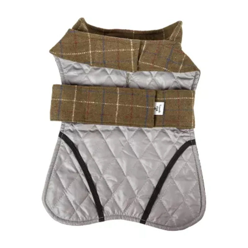Touchdog ® 2-In-1 Windowpane Plaided Dog Jacket With Matching Reversible Dog Mat