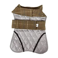 Touchdog ® 2-In-1 Windowpane Plaided Dog Jacket With Matching Reversible Dog Mat