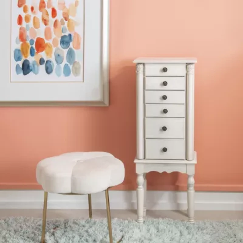 Powell Company Kristen White Jewelry Armoire