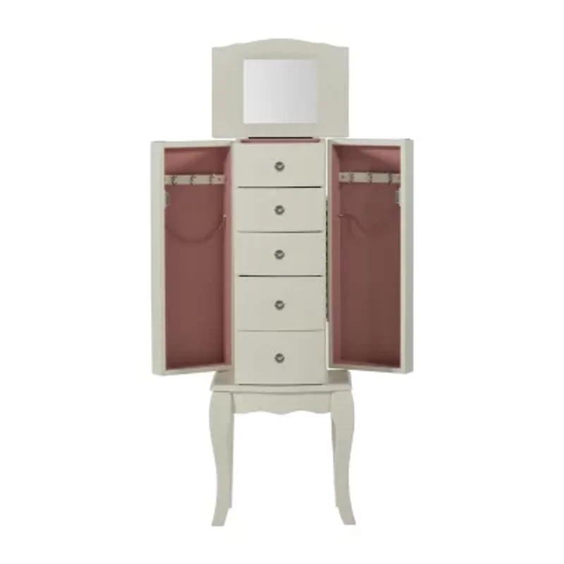 Powell Company Leanne White Jewelry Armoire