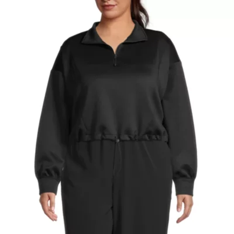 Sports Illustrated Womens Plus Long Sleeve Active Quarter-Zip Pullover